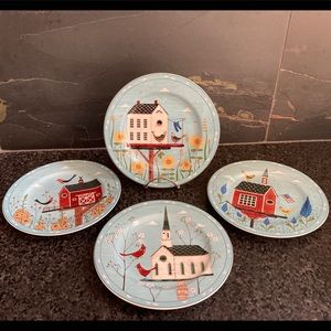Birdhouse salad plates by Warren Kimble set of 4